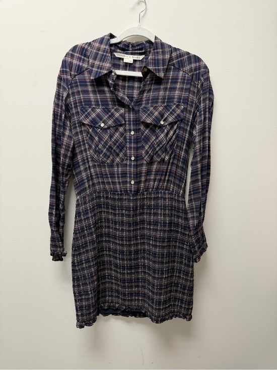 Veronica Beard Dresses & Skirts - Veronica Beard Navy and White Plaid Long-Sleeve Shirt Dress